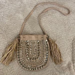 Pink blush jeweled/ tassel crossbody purse